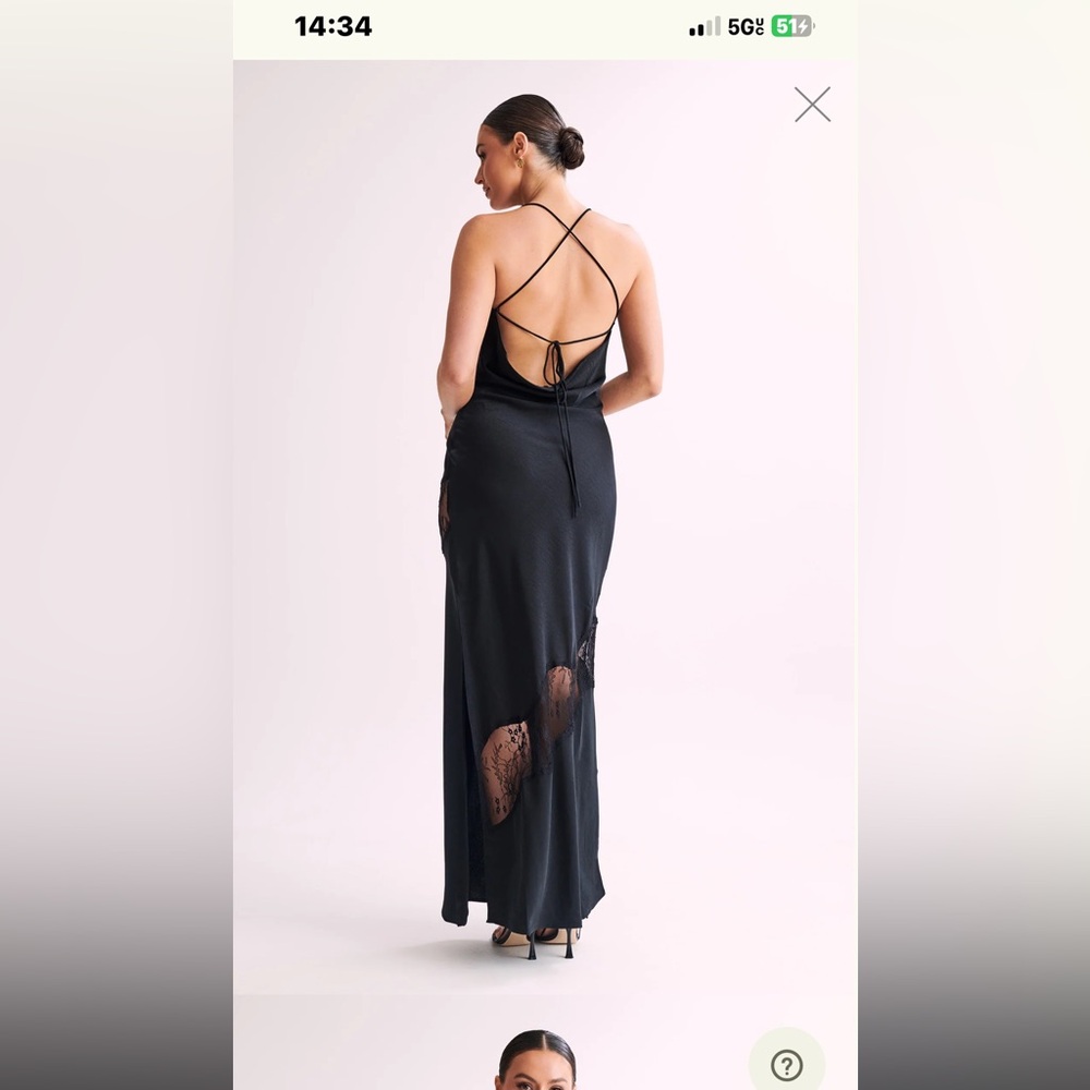 BNWT MESHKI CHANDRA BLACK LACE BIAS CUT MAXI DRESS